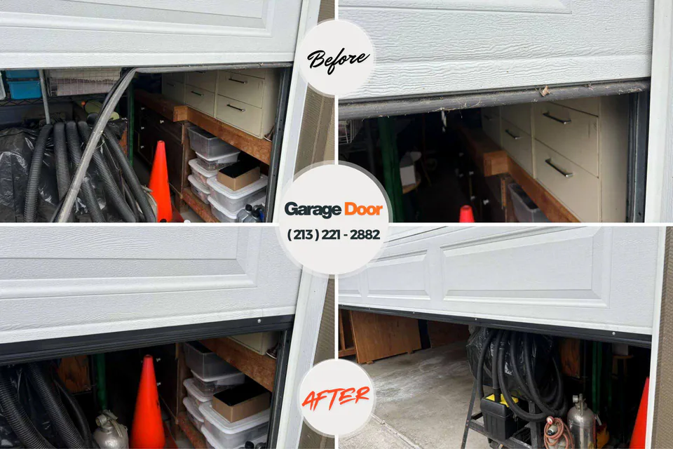 Before and after: garage door repair Peaceful Valley, WA